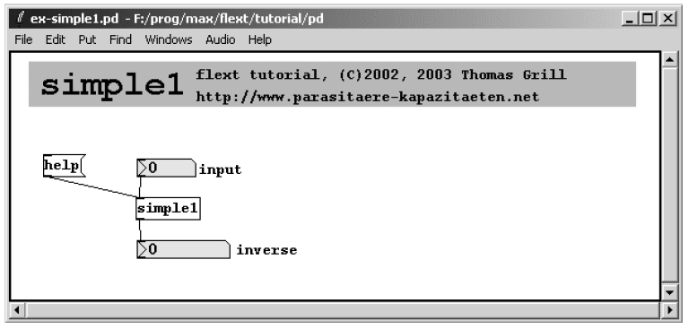 Utilizzo del modulo simple1 basato su flext: accetta un numero in input e invia in output il suo inverso.